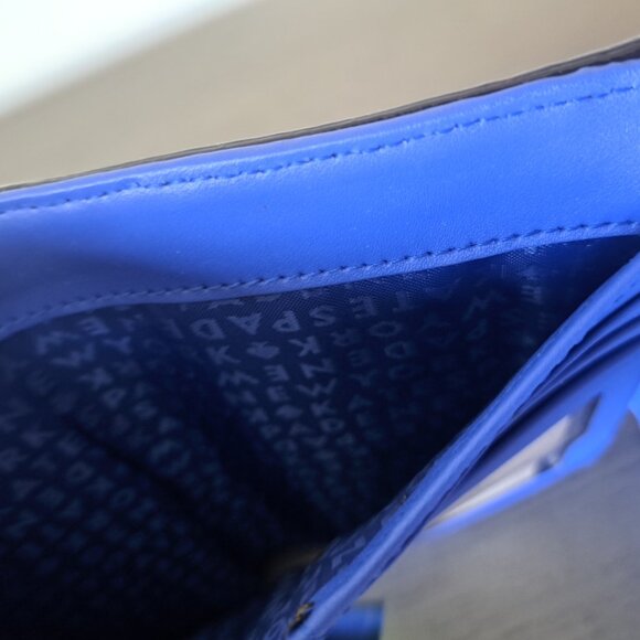 Kate Spade New York Blue Pebbled Leather Trifold Logo Wallet Snap Closure NWT - Picture 11 of 14